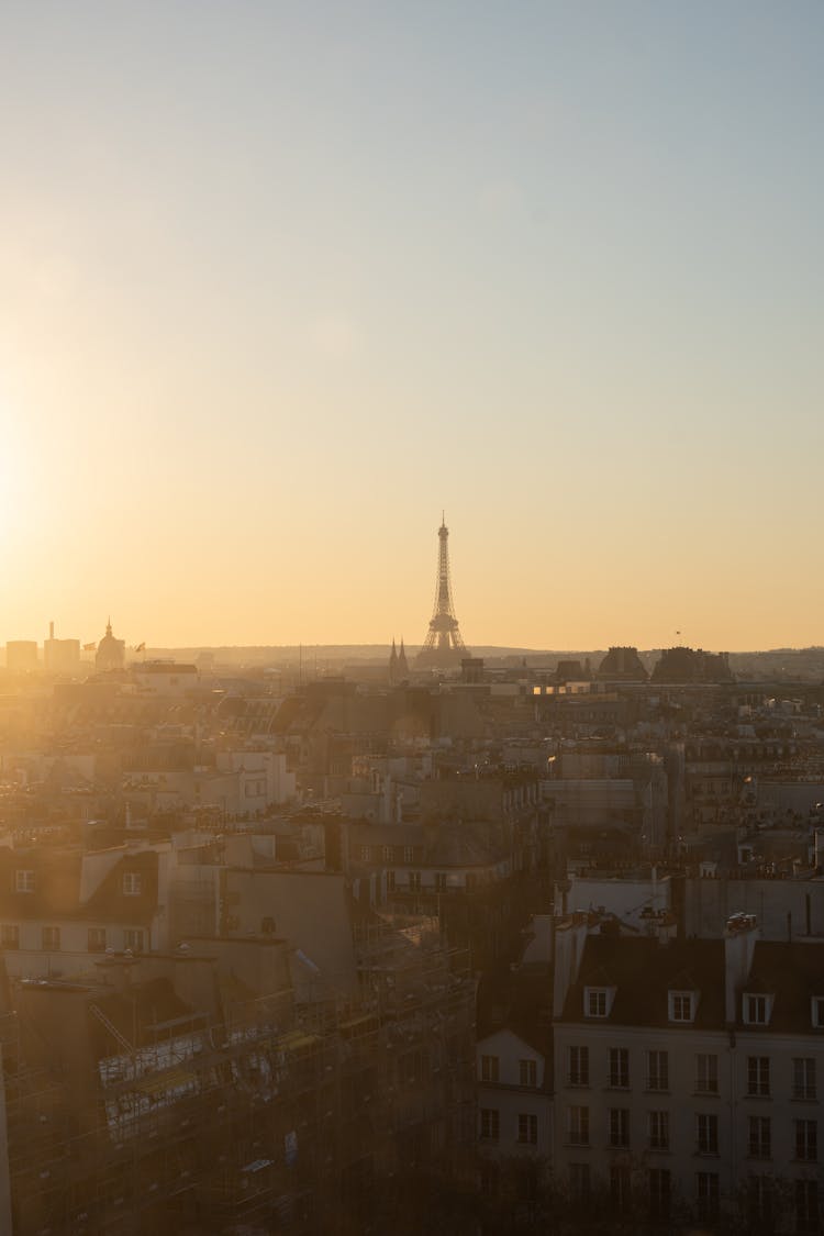 Aerial Photo Of Paris At Sunset