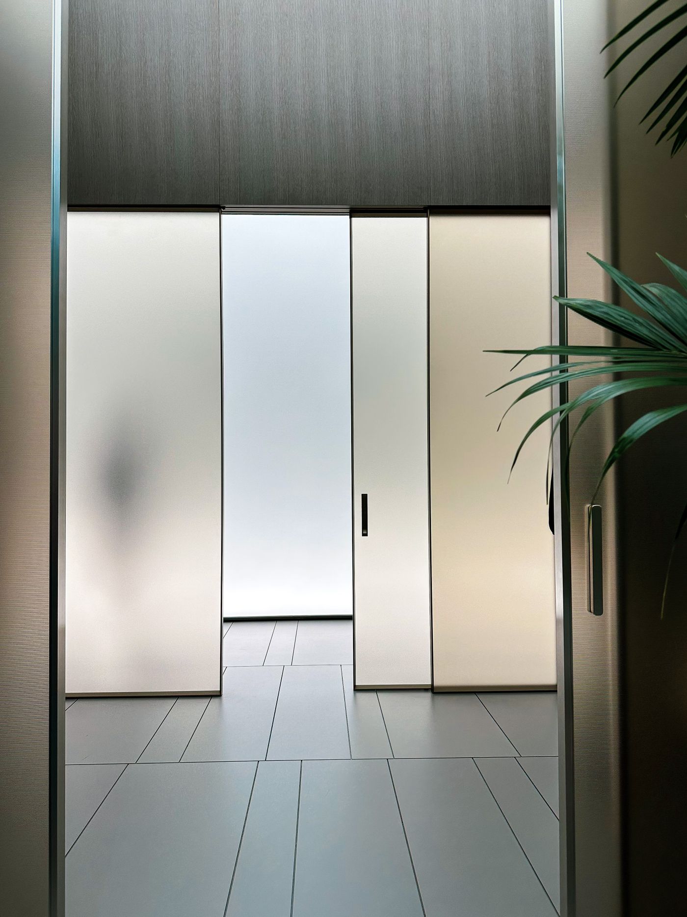 Interior with glazed panels and soft natural light