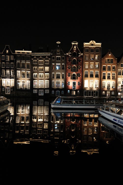 Gratis lagerfoto af Amsterdam, både, belyst