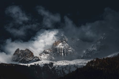 Overcast over Mountains in Snow