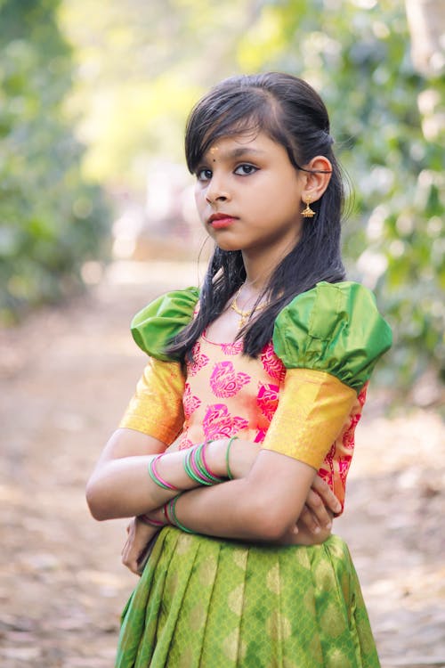 Girl Posing in Traditional Clothing