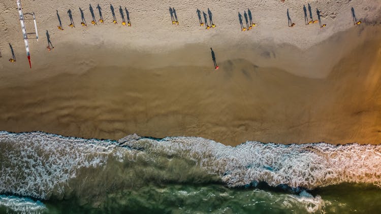 People Shadows On Sunlit Beach