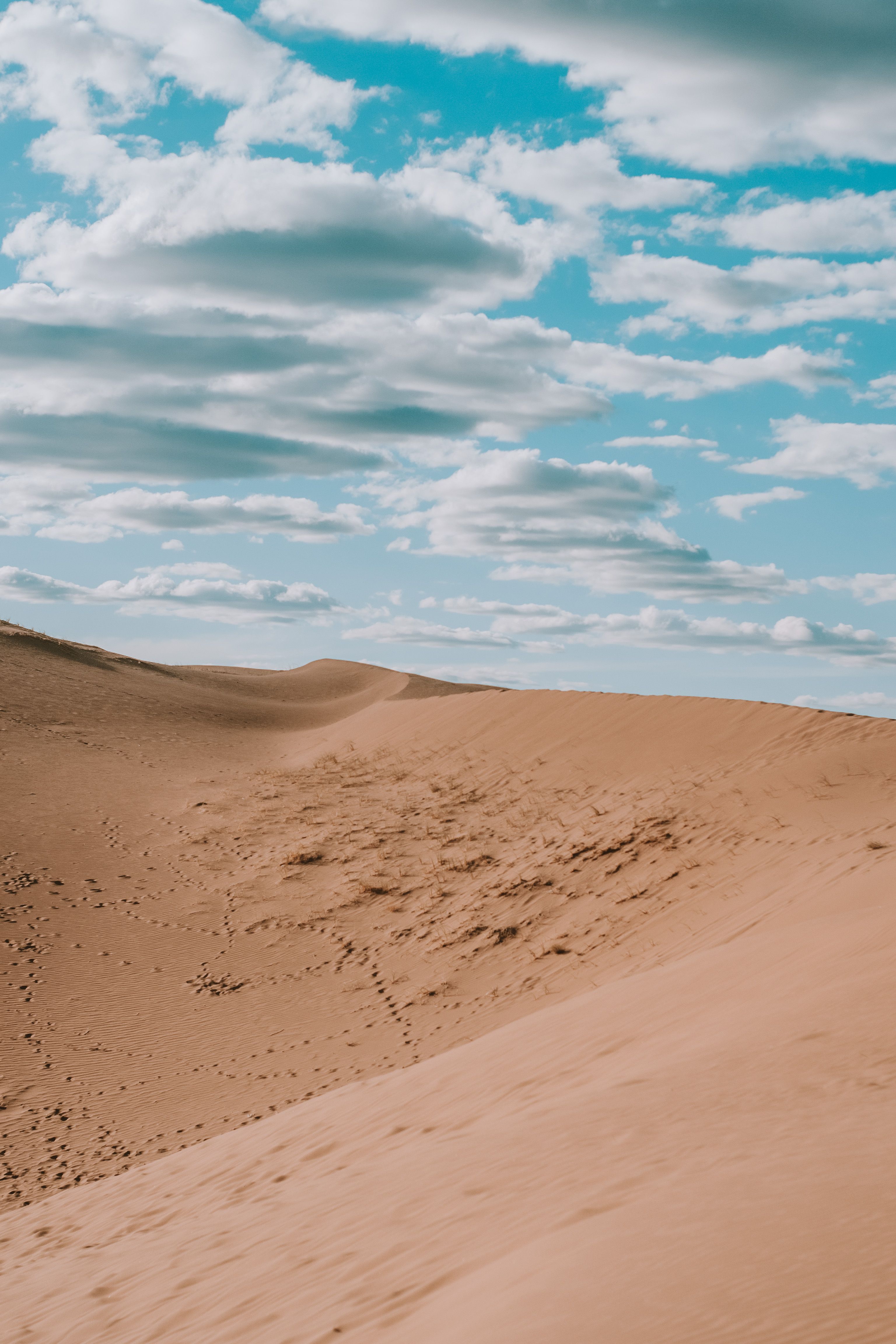 Desert and White Clouds in the Sky · Free Stock Photo