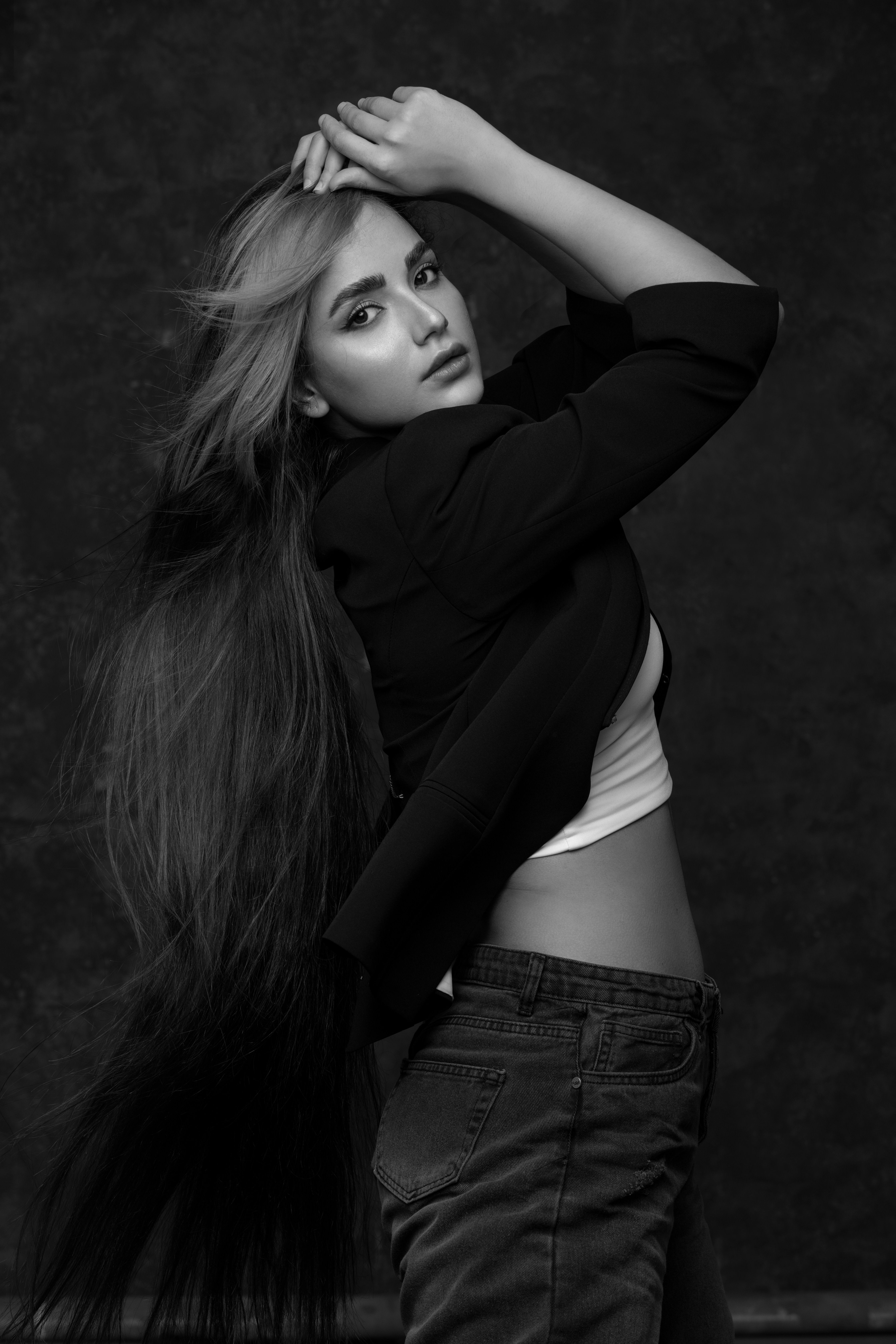 Black and White Photo of a Girl with Long Hair · Free Stock Photo