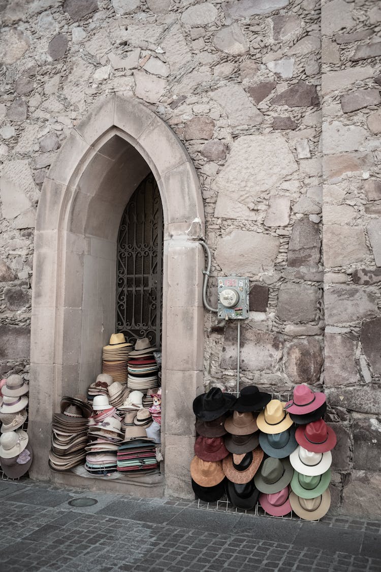 Hats For Sale On A Street Exhibition