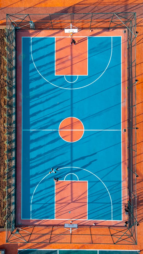 Basketbol, dikey atış, drone çekimi içeren Ücretsiz stok fotoğraf