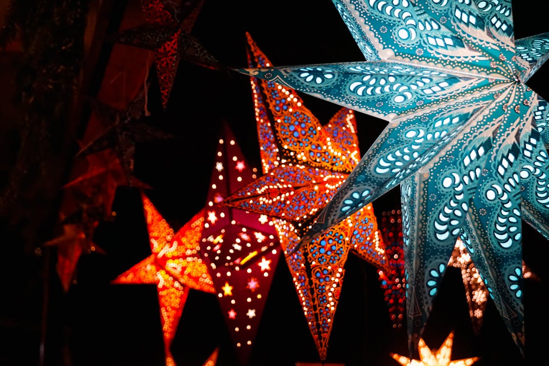 Free Lighted Christmas Stars Stock Photo