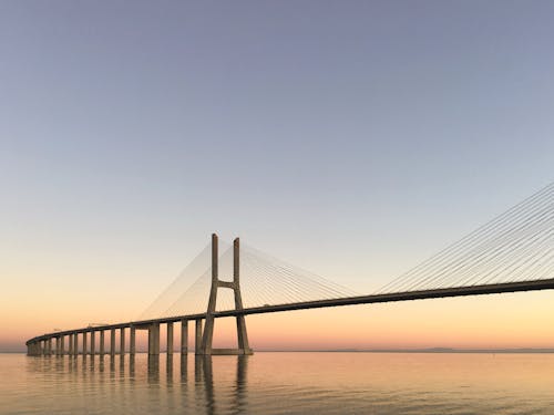 Vasco da Gama Bridge in Lisbon at Sunset