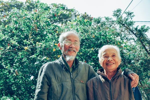 Elderly couple exploring outdoors