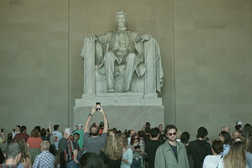 People by Statue of Abraham Lincoln
