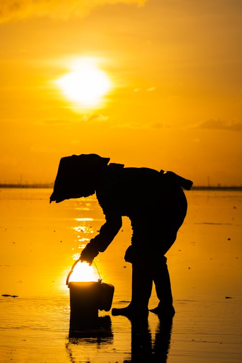 Silhouette of Person at Golden Sunrise