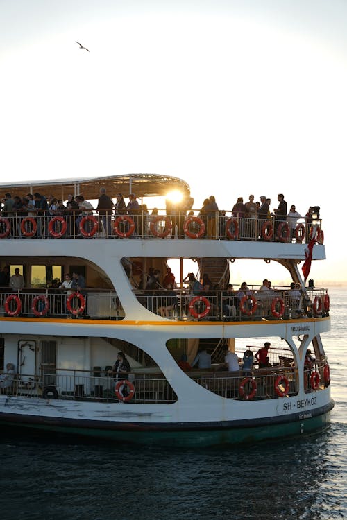 People on Ferry in Istanbul at Sunset