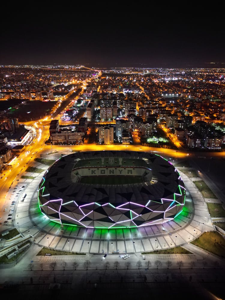 Konya Metropolitan Municipality Stadium At Night