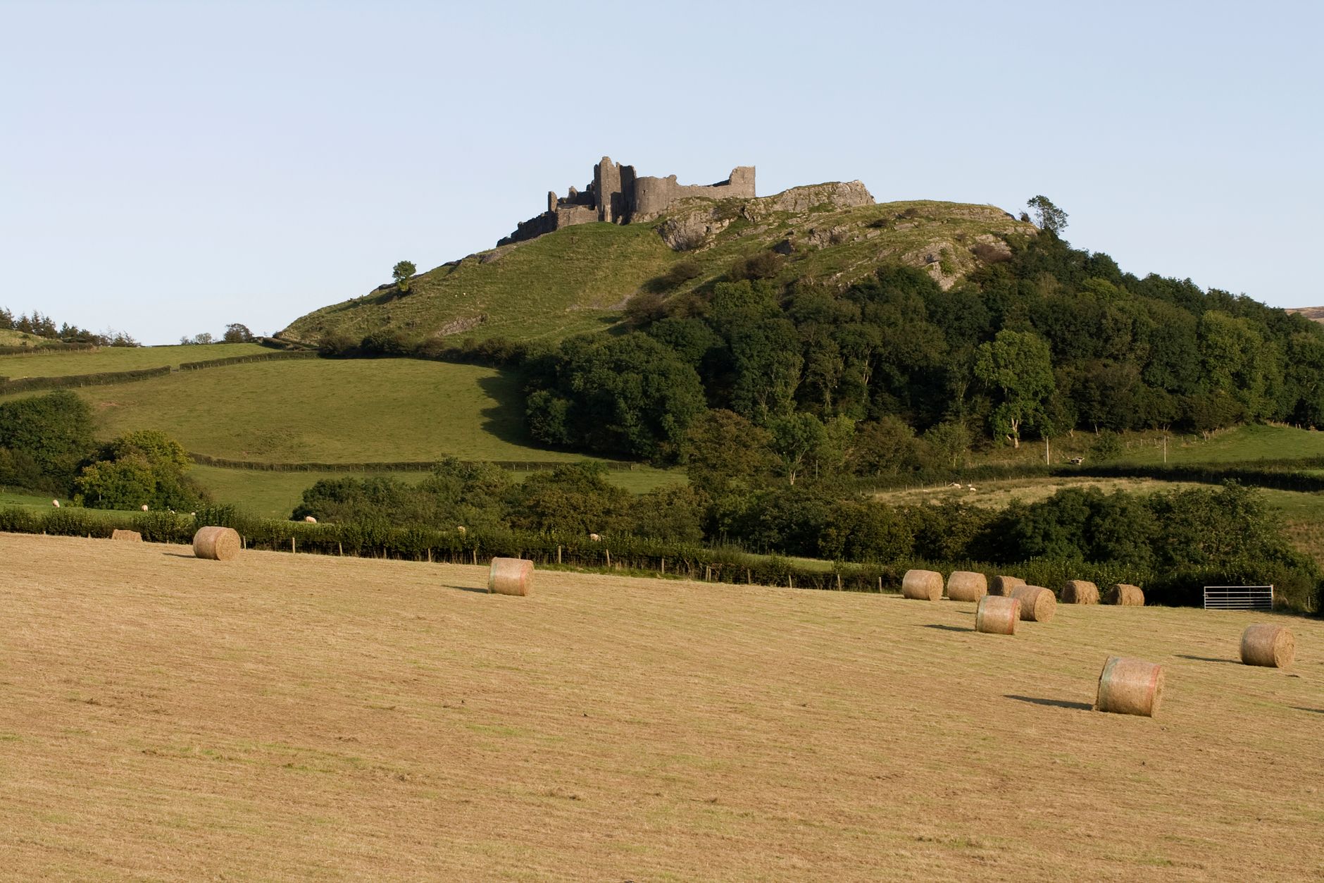 Carreg Cennen castle on its limestone crag in Carmarthenshire near Llandeilo