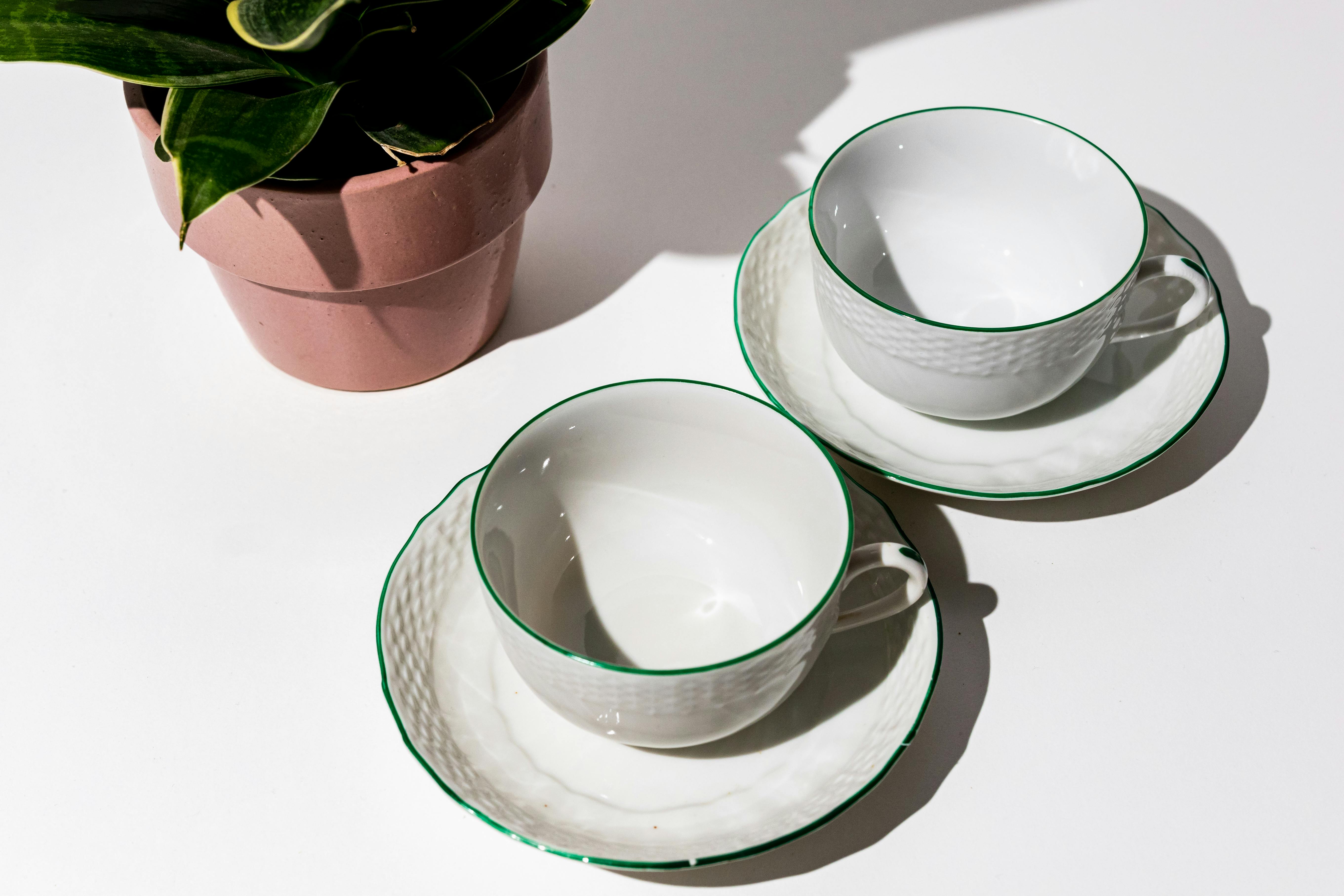 fine detailed porcelain coffee cups