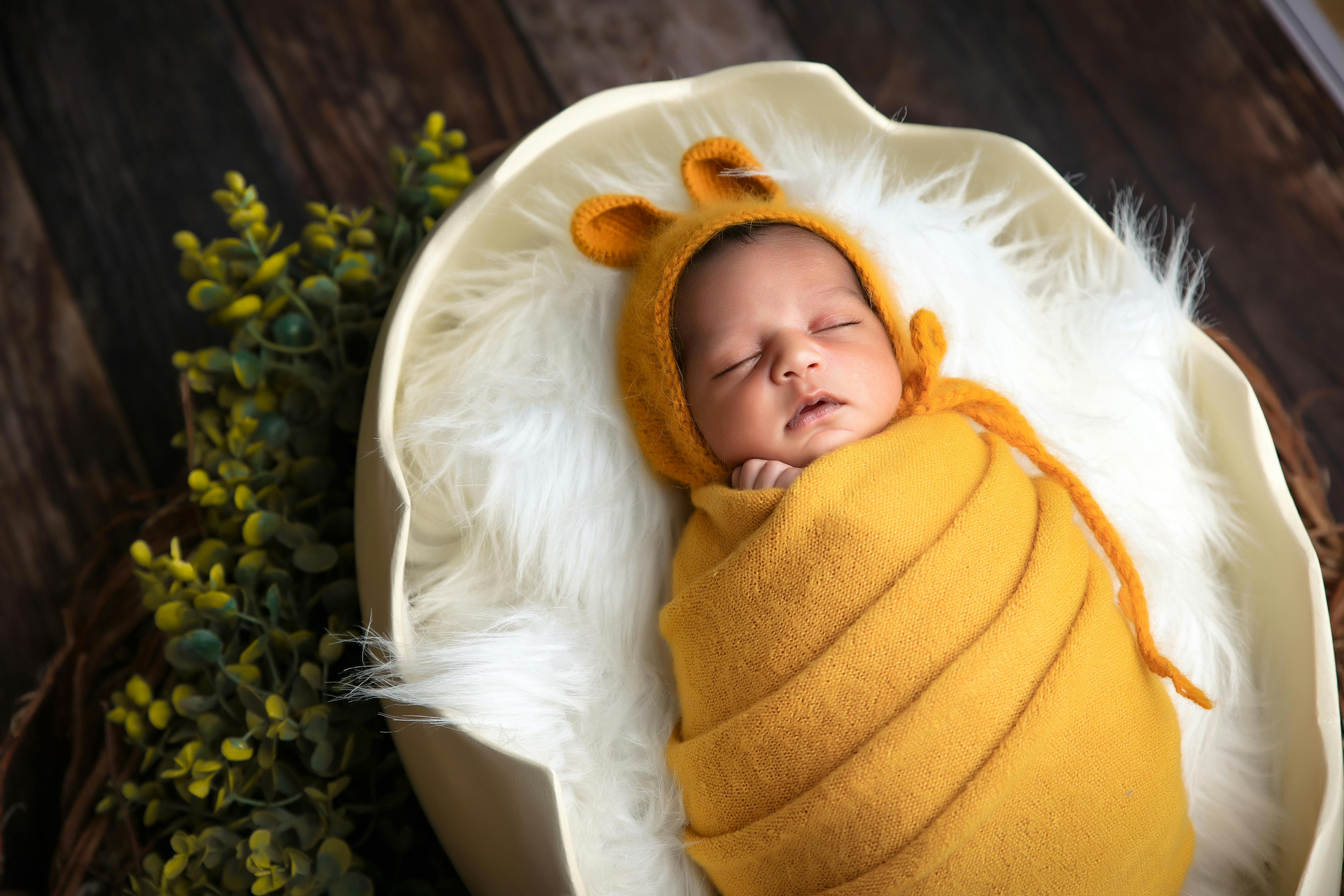 Baby Sleeping with a Toy Rabbit · Free Stock Photo