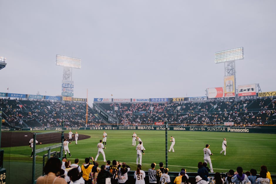 Baseball Game at the Hanshin Koshien Stadium in Nishinomiya, Japan