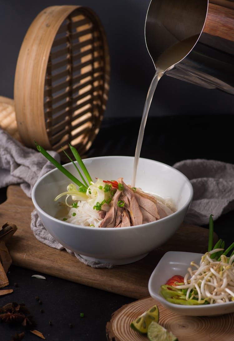 Pho Ga Soup With Chicken And Rice Noodles