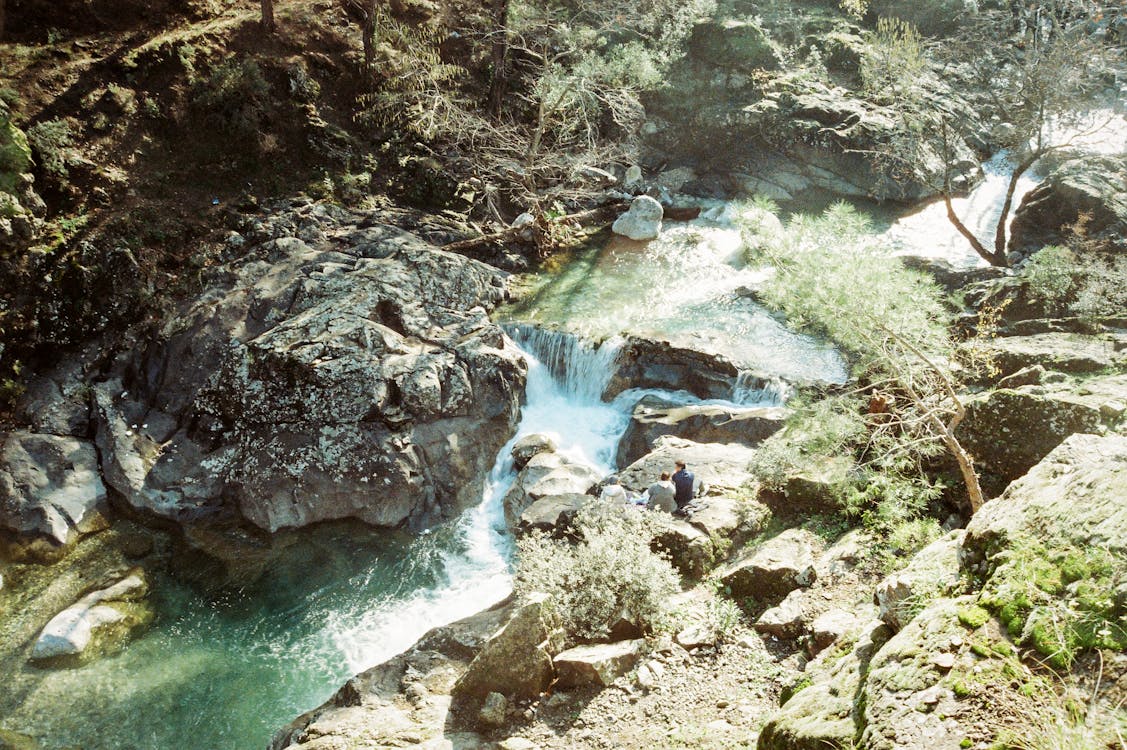 Waterfall on Rocks in Wild Nature