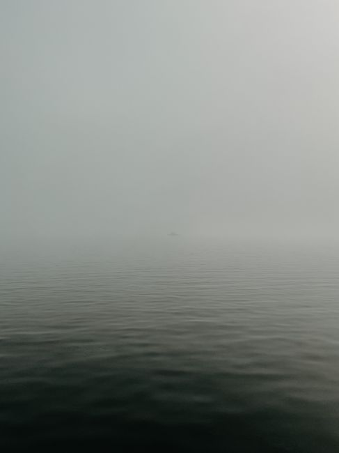 Misty sea view in Baku, Azerbaijan, capturing the tranquil and mysterious horizon.
