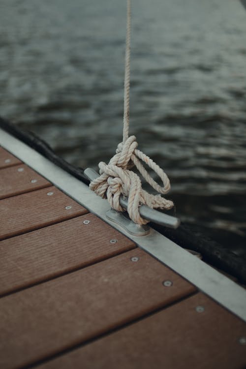 Close-up of a Mooring Line on the Side of the Pier 