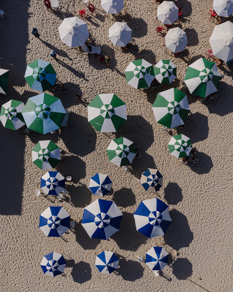 Top View Of Umbrellas On The Beach 