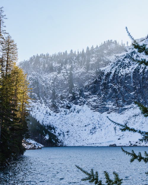 Lake under Hill in Winter