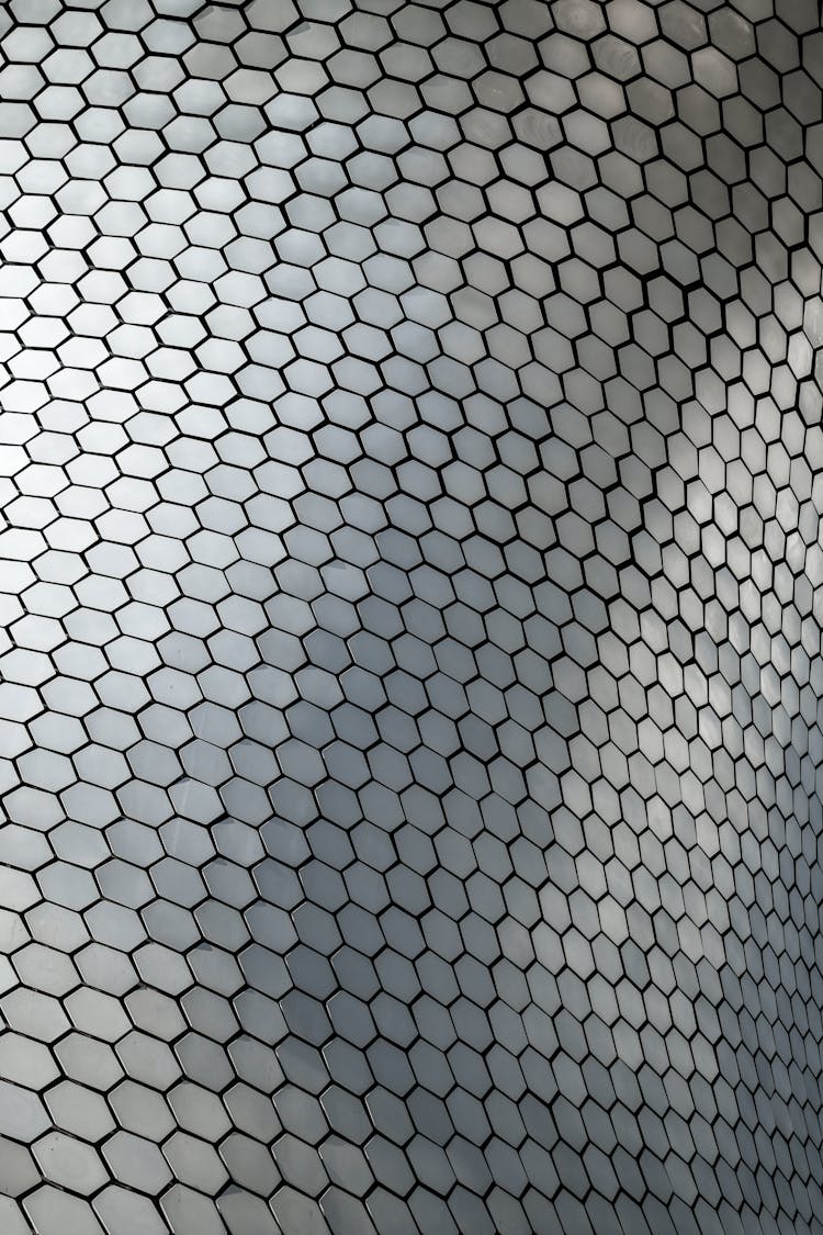 Abstract Steel Hexagon Pattern