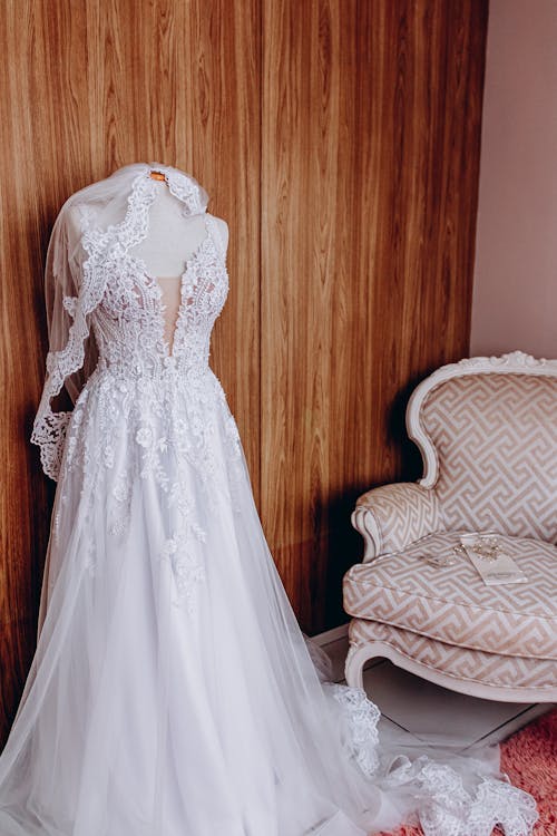 Wedding Dress near Armchair