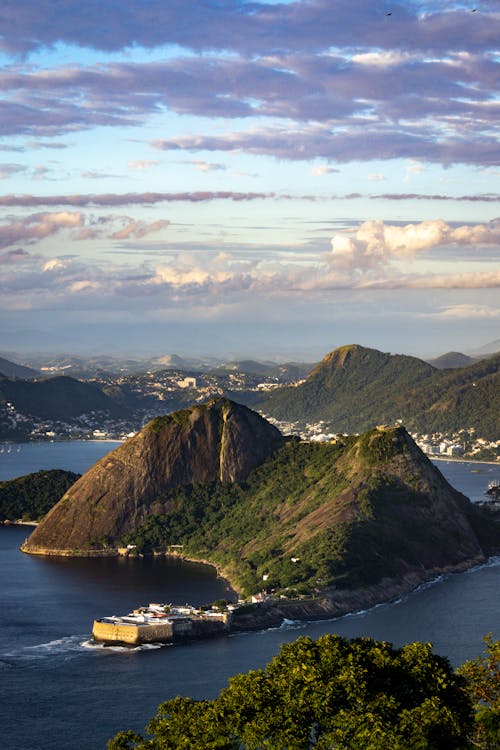 Hills and Island on Sea Shore