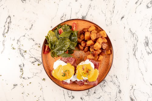 Free Plate with Delicious Breakfast Stock Photo