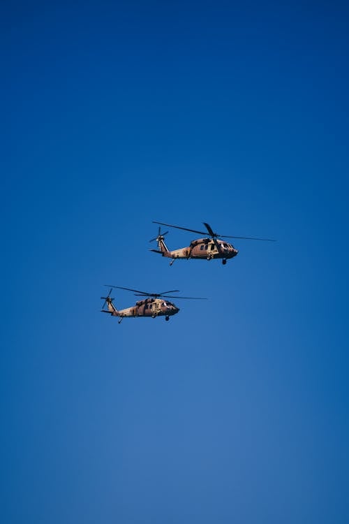 Military Helicopters in Flight