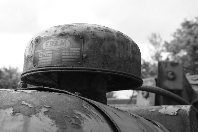 Close Up Of Top Of Military Vehicle In Black And White