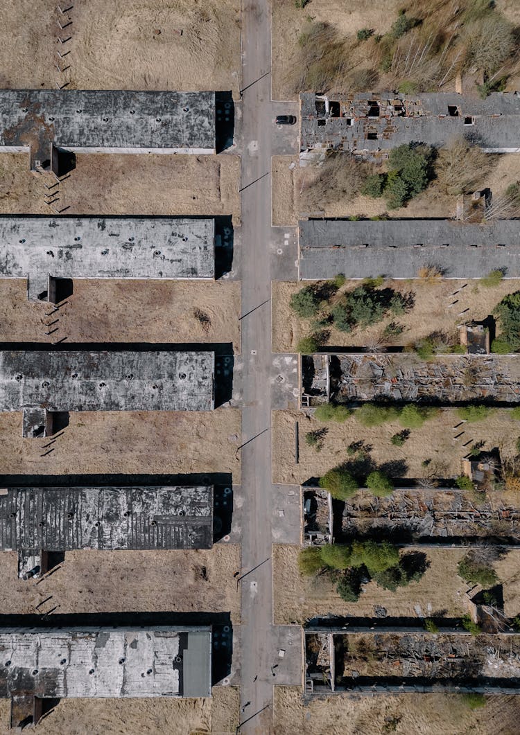 Abandoned Warehouses In Countryside