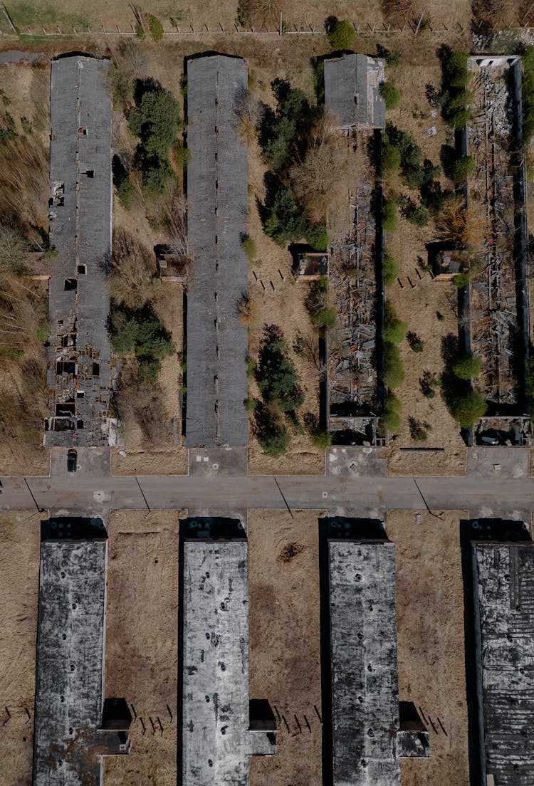 Old Abandoned Warehouses In Countryside