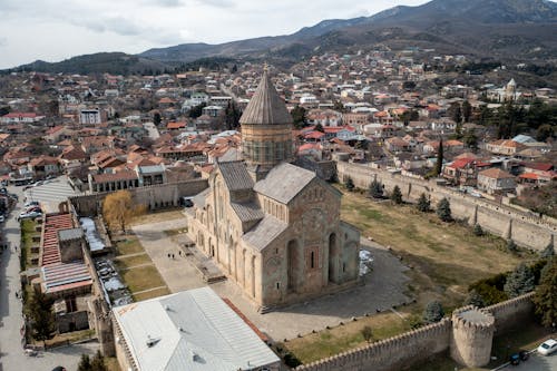 Imagine de stoc gratuită din catedrala svetitskhoveli, clădiri, fotografie cu drona