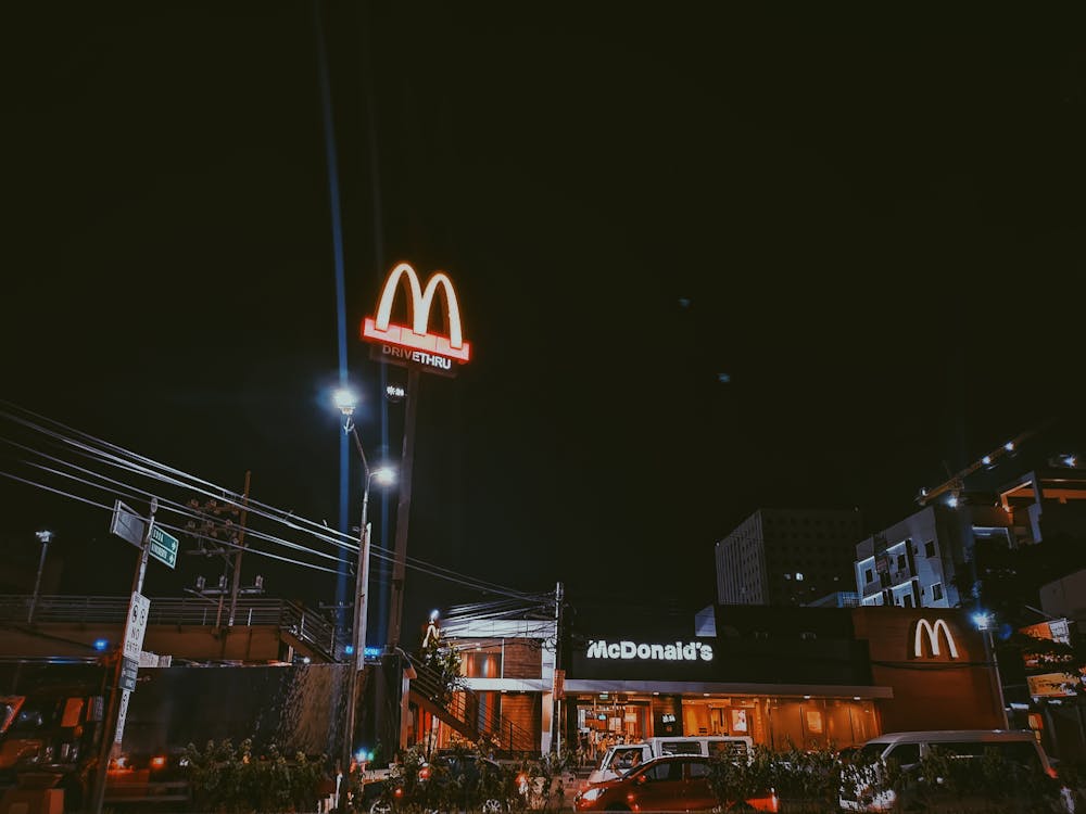 Free Mcdonald Store at Nigh Time Stock Photo
