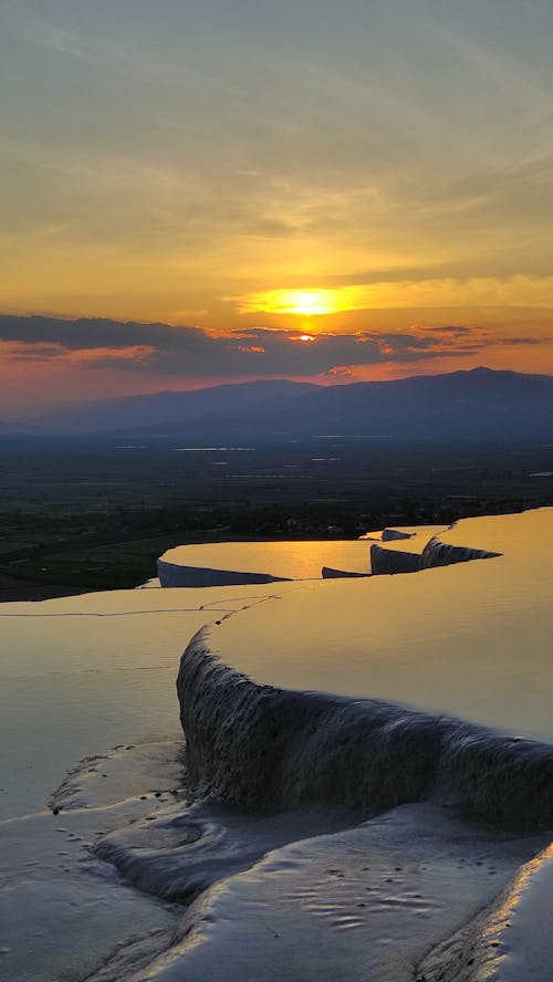 Gratis lagerfoto af solnedgang baggrund, travertin terrasser