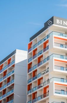 Stylish contemporary high-rise apartment buildings showing vibrant architecture in Dubai.