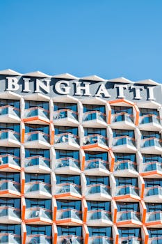 Modern architectural design of Binghatti Apartments in Dubai, featuring striking geometric patterns.