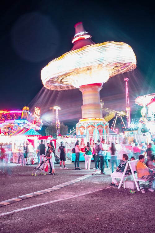 Blurred Motion of Illuminated Carousel