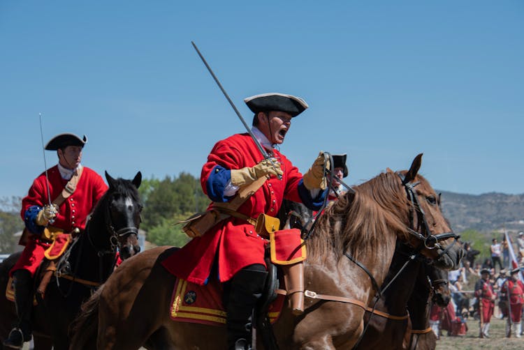 Men Reenacting A Battle