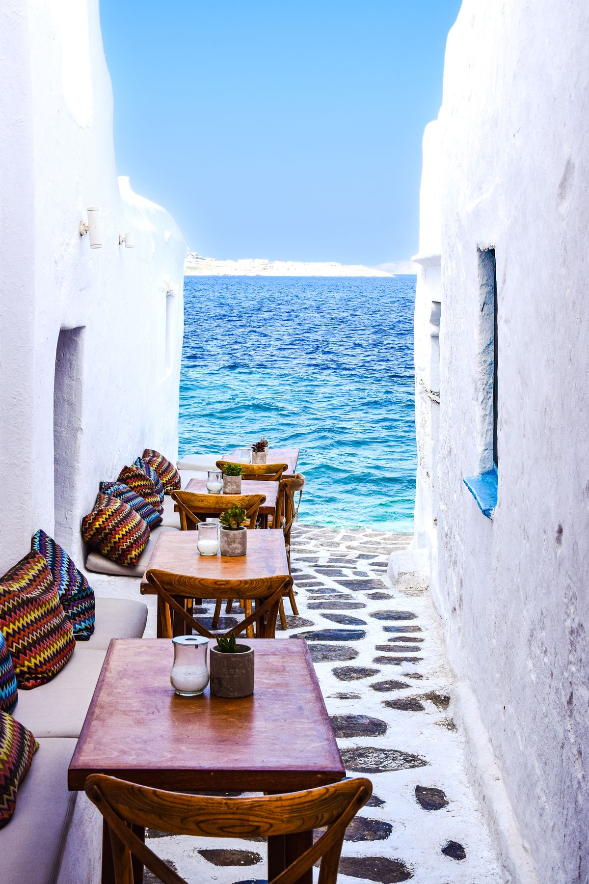 A seaside taverna table by the Aegean