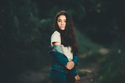 Free Young Brunette Posing Outdoors  Stock Photo