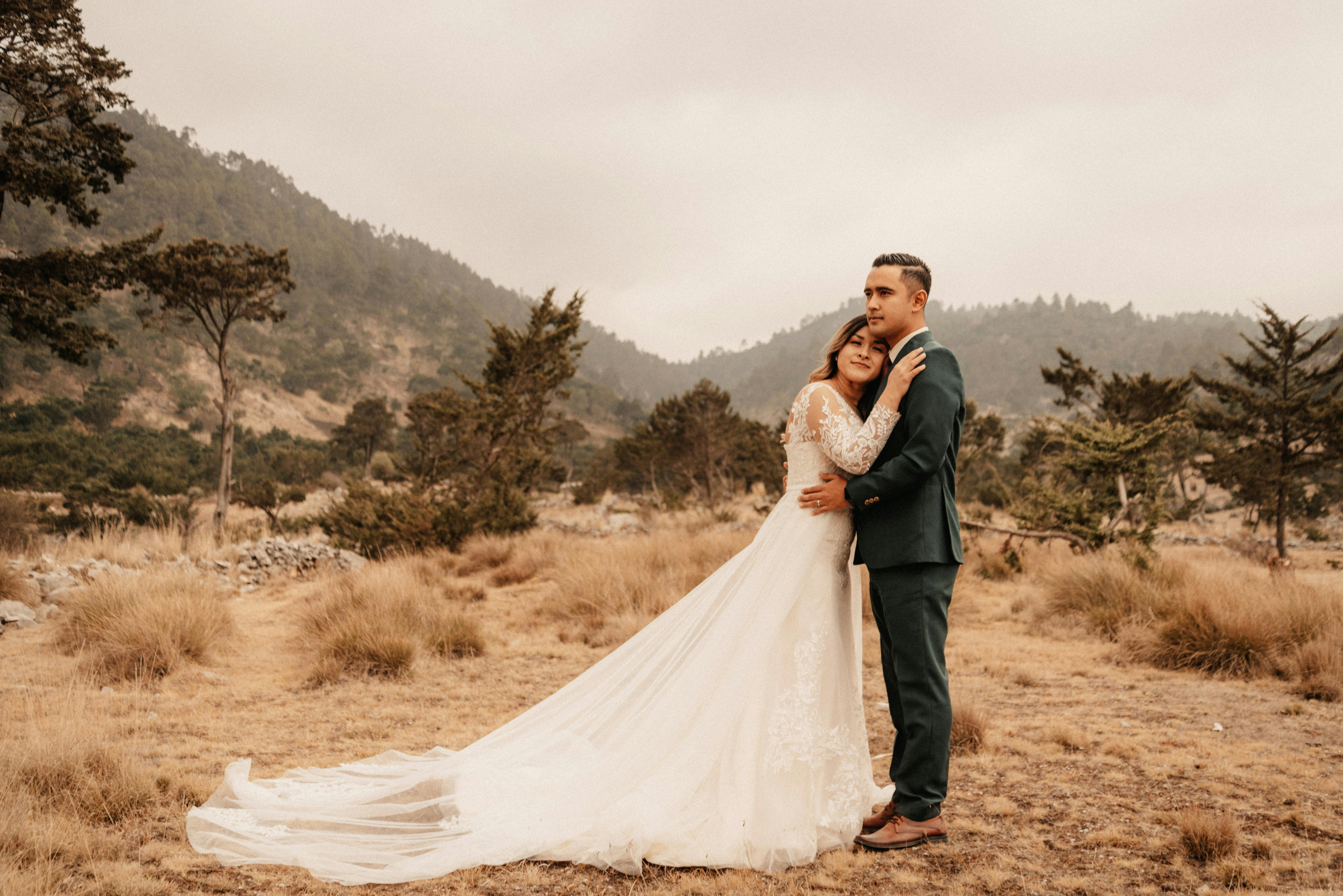 Portrait of Newlywed in Mountains · Free Stock Photo