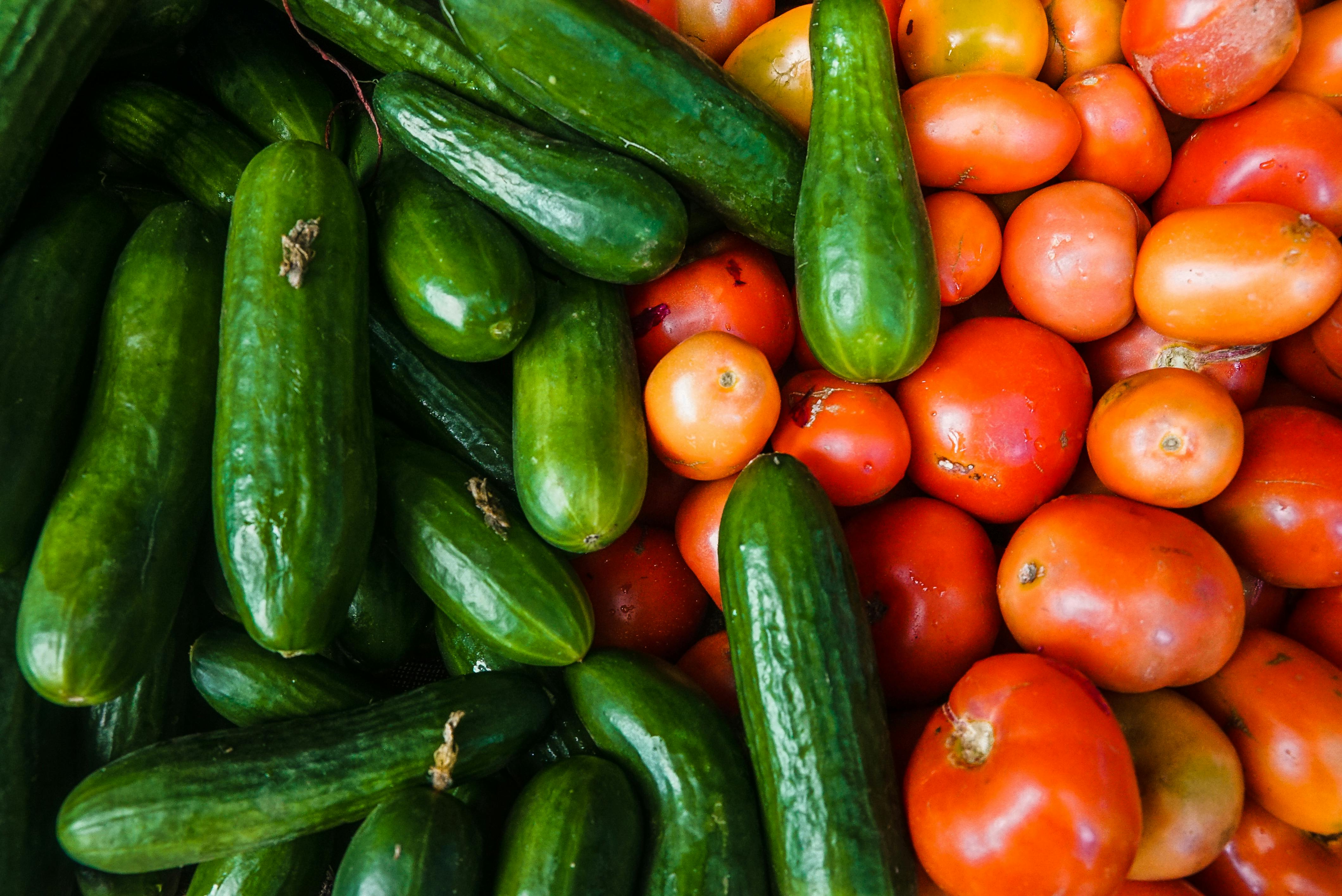 cucumbers and tomatoes