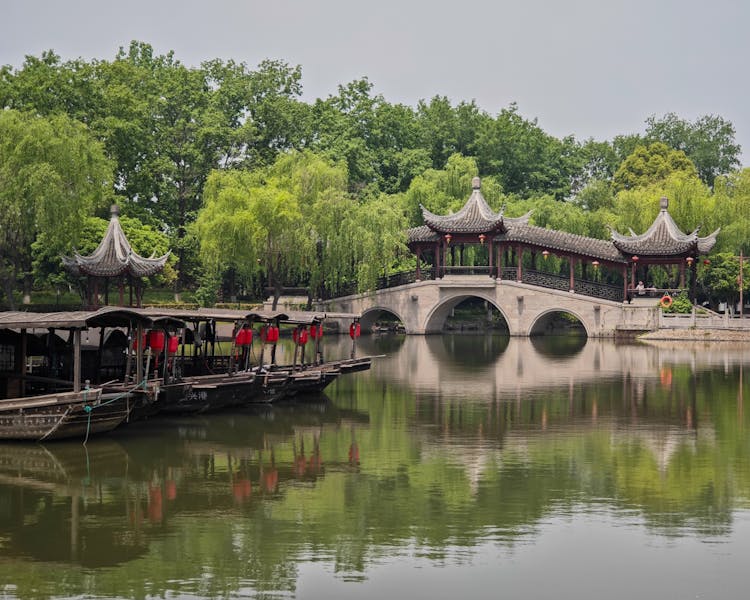 Arched Stone Bridge In Xitang Water Town, China