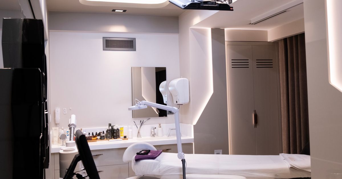 Contemporary clinic treatment room with modern equipment