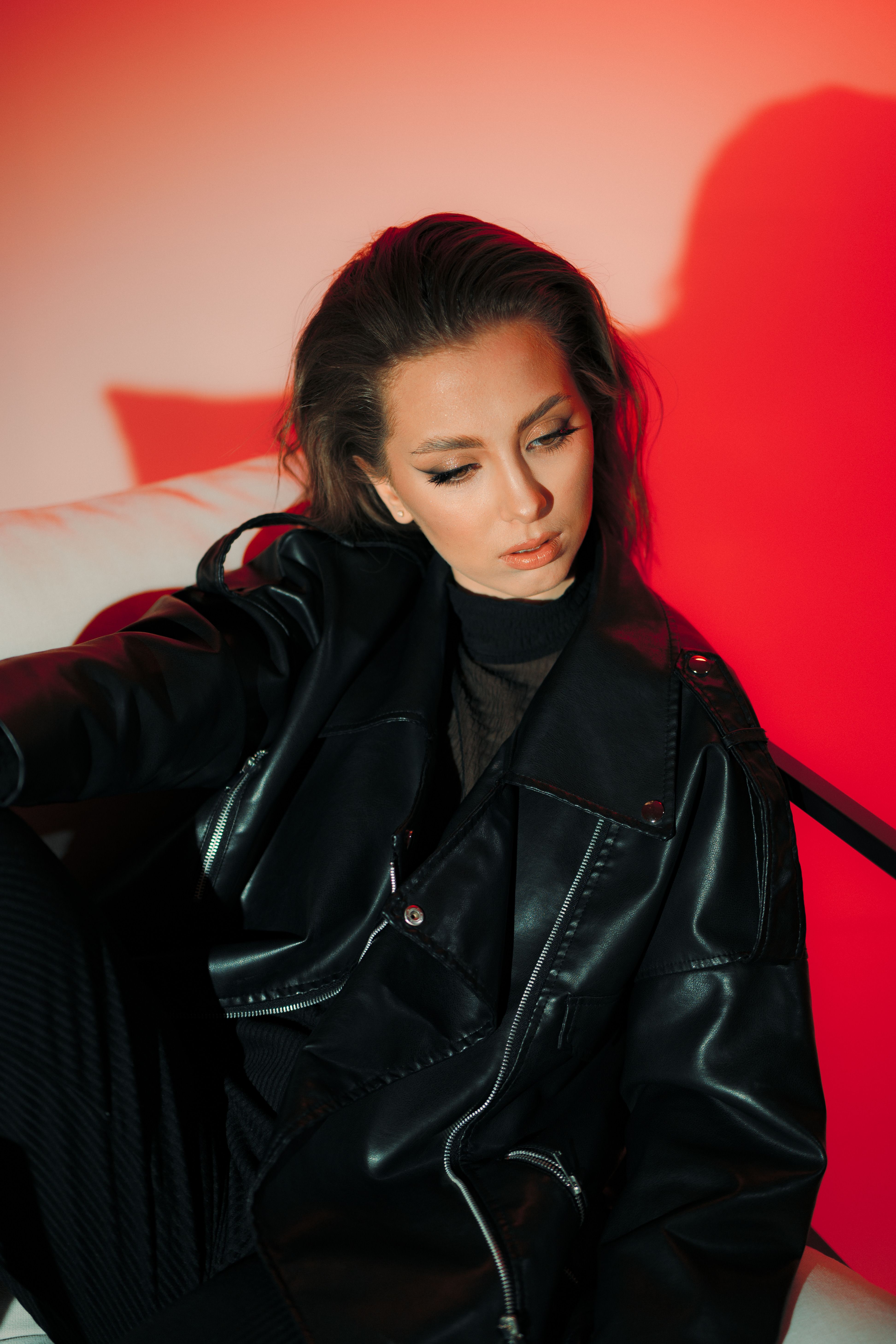 Woman Posing in Black Jacket · Free Stock Photo