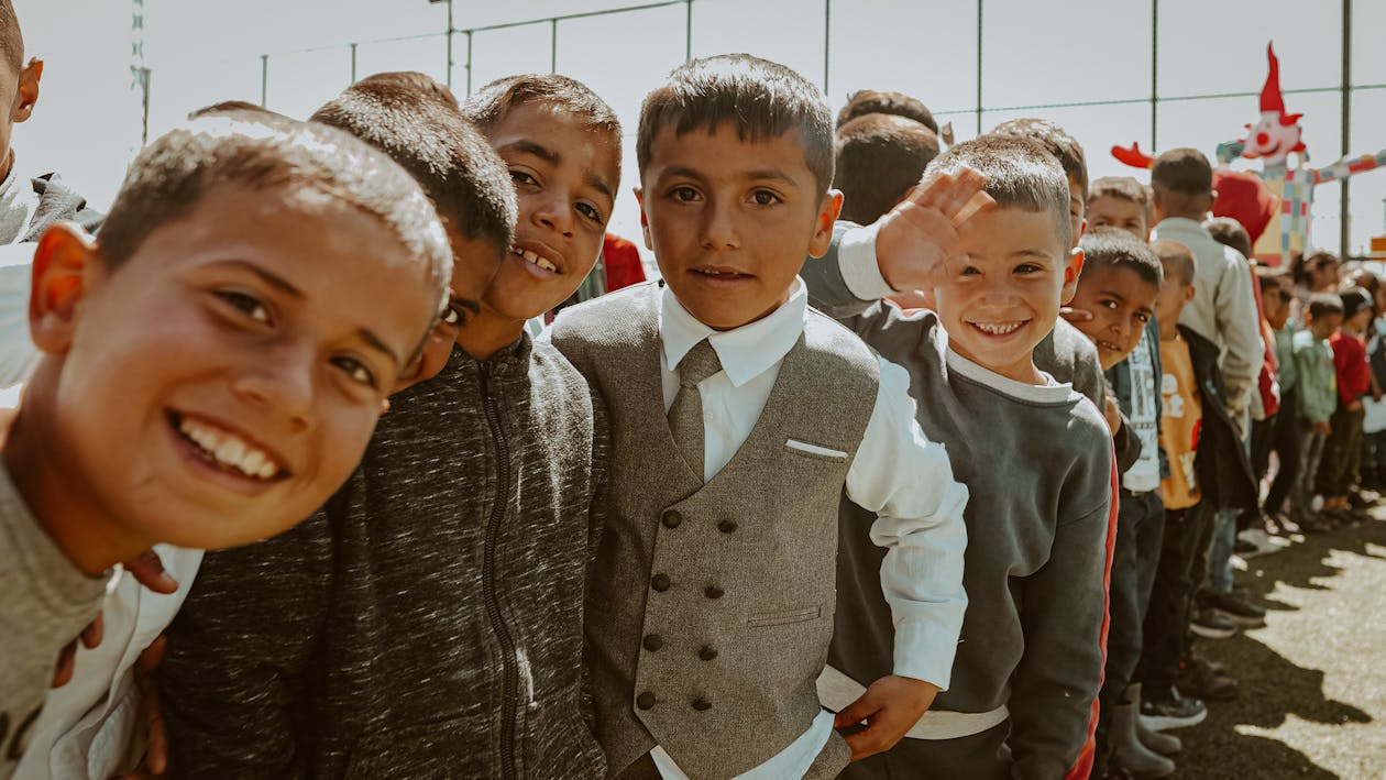 Smiling Boys Posing Together